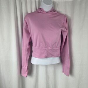 Bloom Seasons Hoodie Womens S/M Pink Cropped Fleece Pullover Top Lightweight